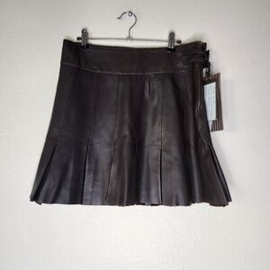Y2k K Yen Brown Austin Lamb Skin Leather Skirt 38